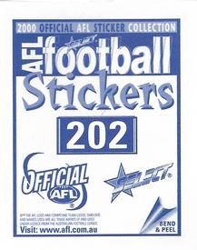 2000 Select AFL Stickers #202 Duncan Kellaway Back